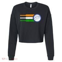 India Cricket Team Gift Indian Cricket Fan Flag Gift Cropped Pullover Crew thumb 0