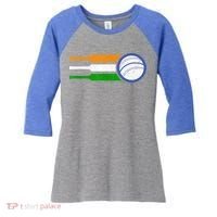 India Cricket Team Gift Indian Cricket Fan Flag Gift Women's Tri-Blend 3/4-Sleeve Raglan Shirt thumb 0