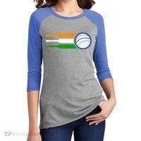 India Cricket Team Gift Indian Cricket Fan Flag Gift Women's Tri-Blend 3/4-Sleeve Raglan Shirt thumb 2