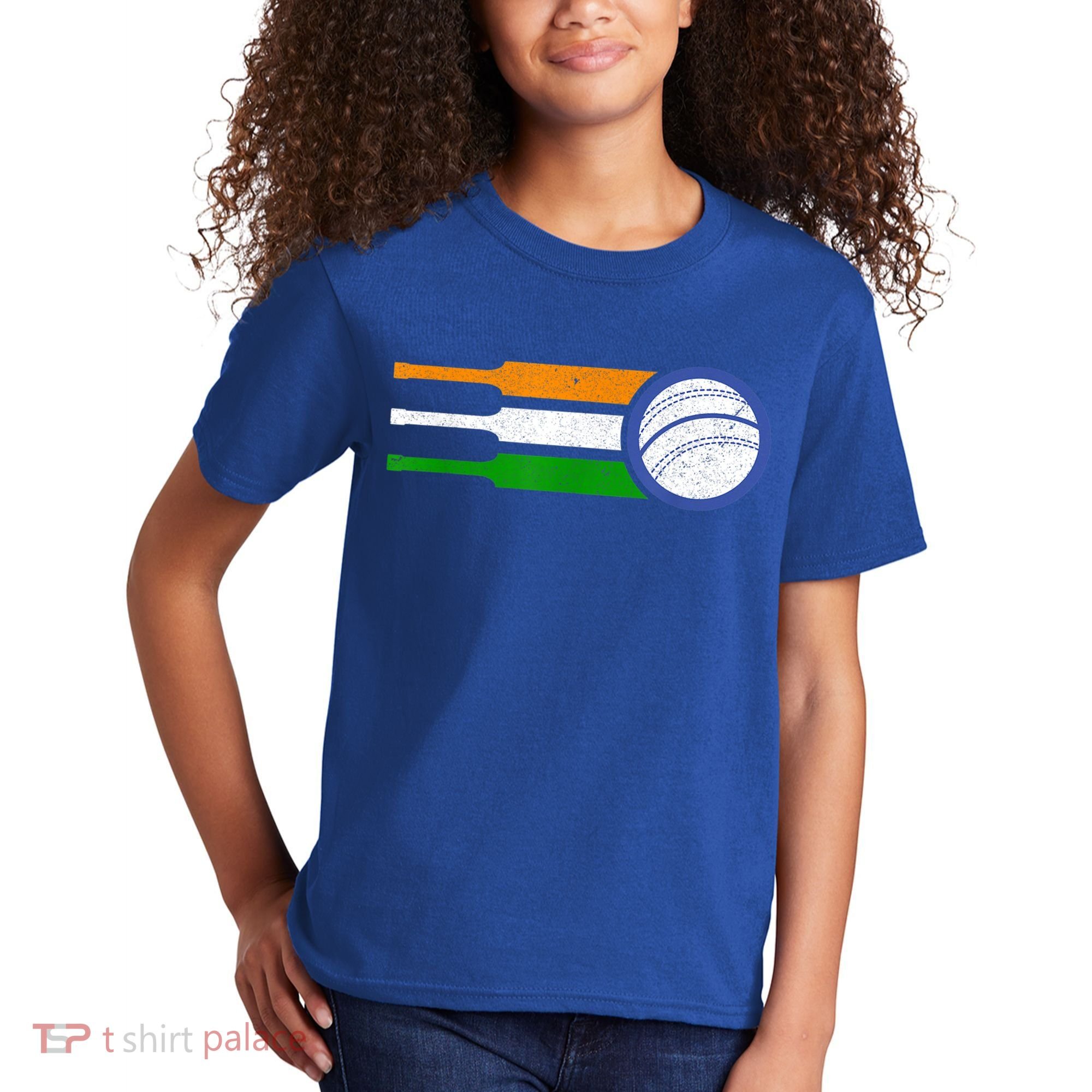India Cricket Team Gift Indian Cricket Fan Flag Gift Kids T-Shirt