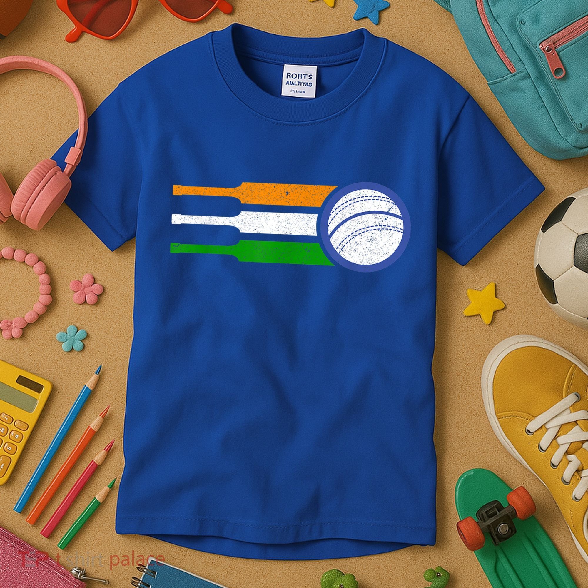 India Cricket Team Gift Indian Cricket Fan Flag Gift Kids T-Shirt