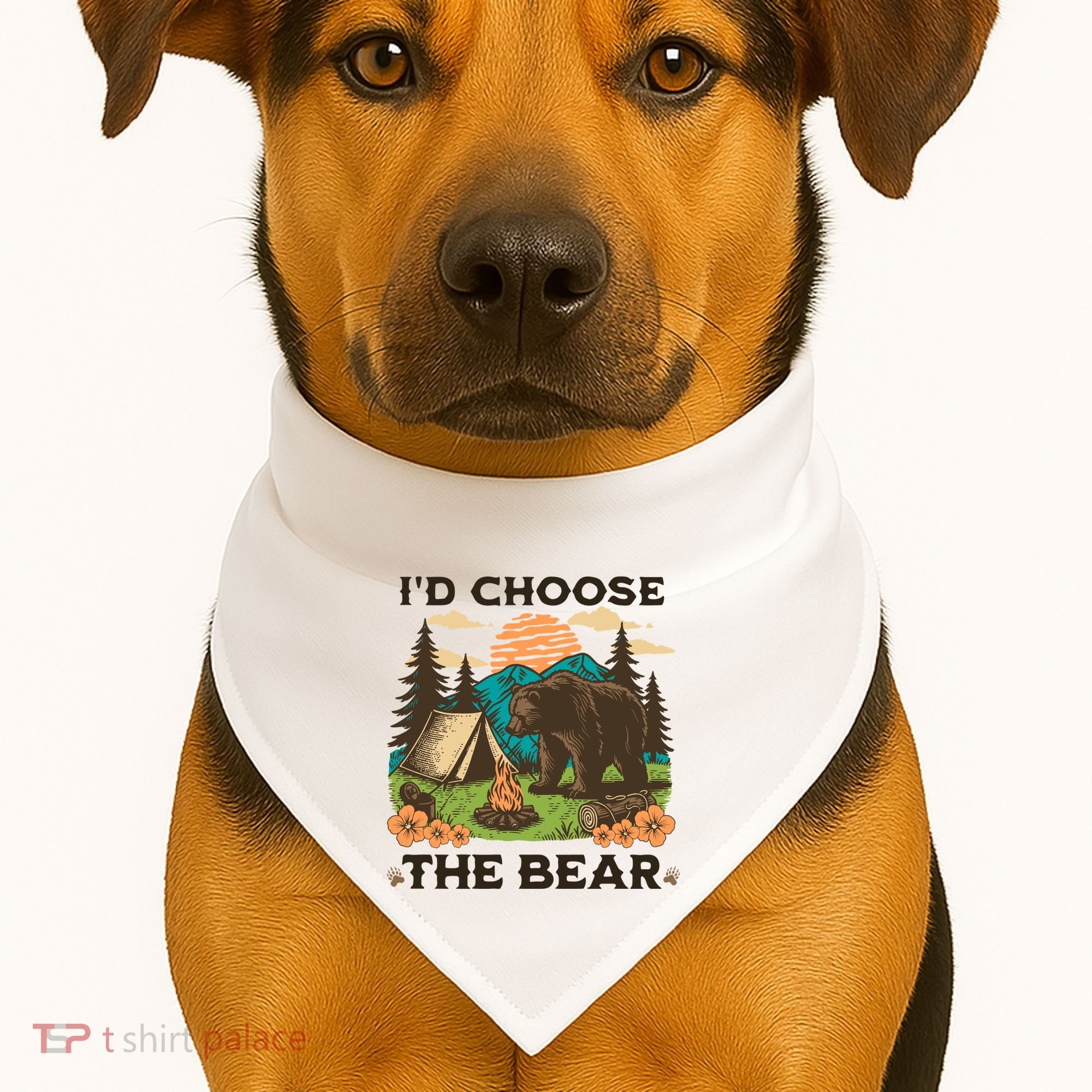 Id Choose The Bear Tik Tok Trend USA-Made Doggie Bandana