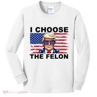I Choose The Felon Pro Donald Trump Kids Long Sleeve Shirt thumb 0