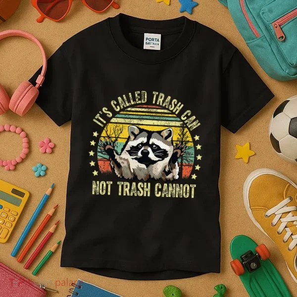 ItS Called Trash Can Not Trash Cannot Racoon Retro Kids T-Shirt