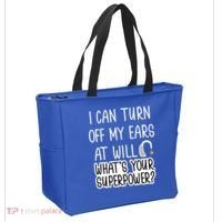 I Can Turn Off Ears Impaired Hard Of Hearing Deaf Funny Gift Tote Bag thumb 2