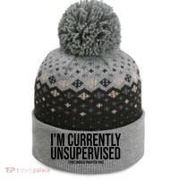 Im Currently Unsupervised This Should Frighten You Funny The Baniff Cuffed Pom Beanie thumb 0