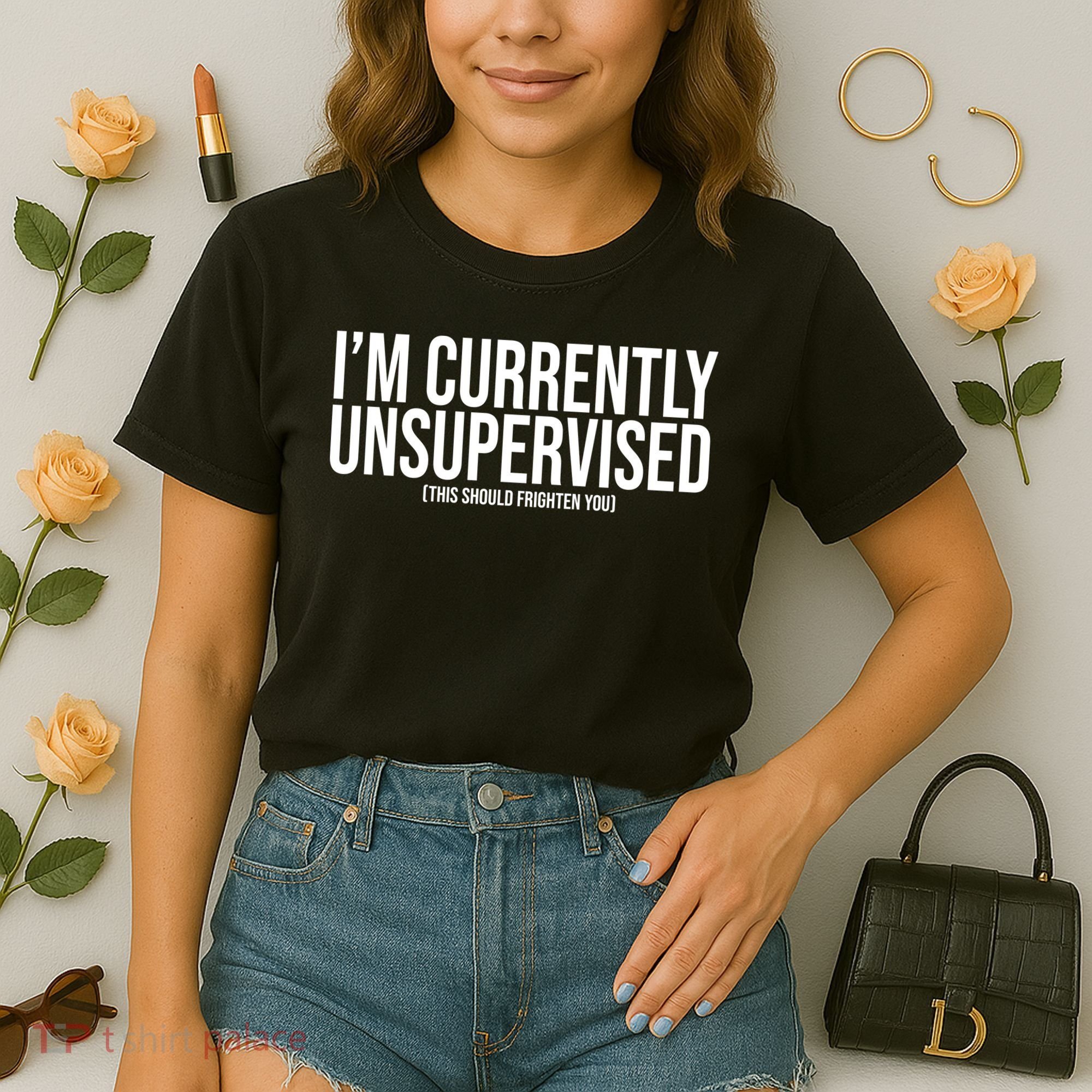 Im Currently Unsupervised This Should Frighten You Funny Comfort Colors Boxy T-Shirt