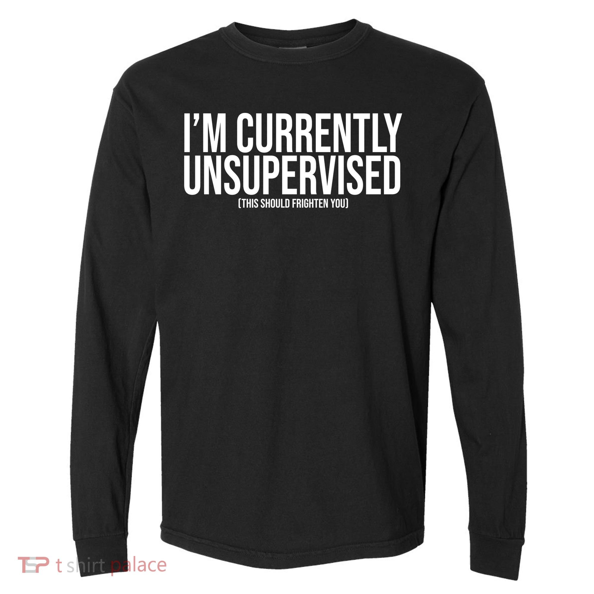 Im Currently Unsupervised This Should Frighten You Funny Comfort Colors Heavyweight Long Sleeve T-Shirt