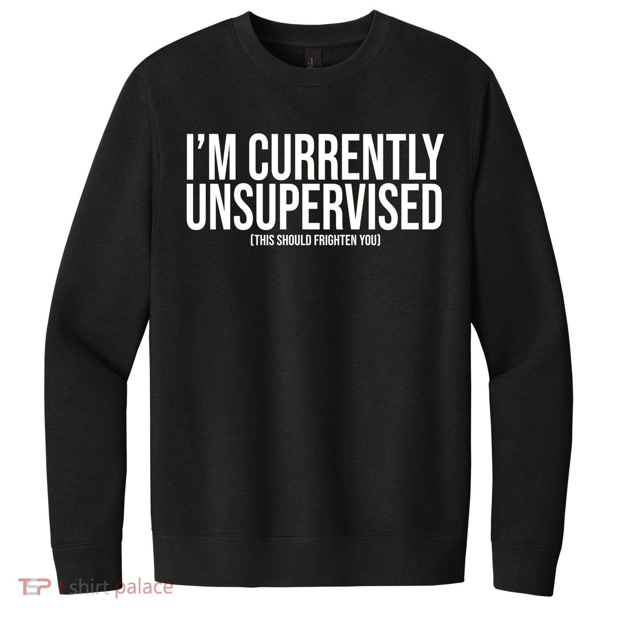 Im Currently Unsupervised This Should Frighten You Funny V.I.T. Fleece Crew Sweatshirt