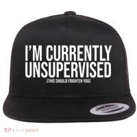 Im Currently Unsupervised This Should Frighten You Funny Flat Bill Trucker Hat thumb 0