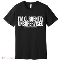 Im Currently Unsupervised This Should Frighten You Funny Premium T-Shirt thumb 0