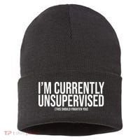 Im Currently Unsupervised This Should Frighten You Funny Sustainable Knit Beanie thumb 0