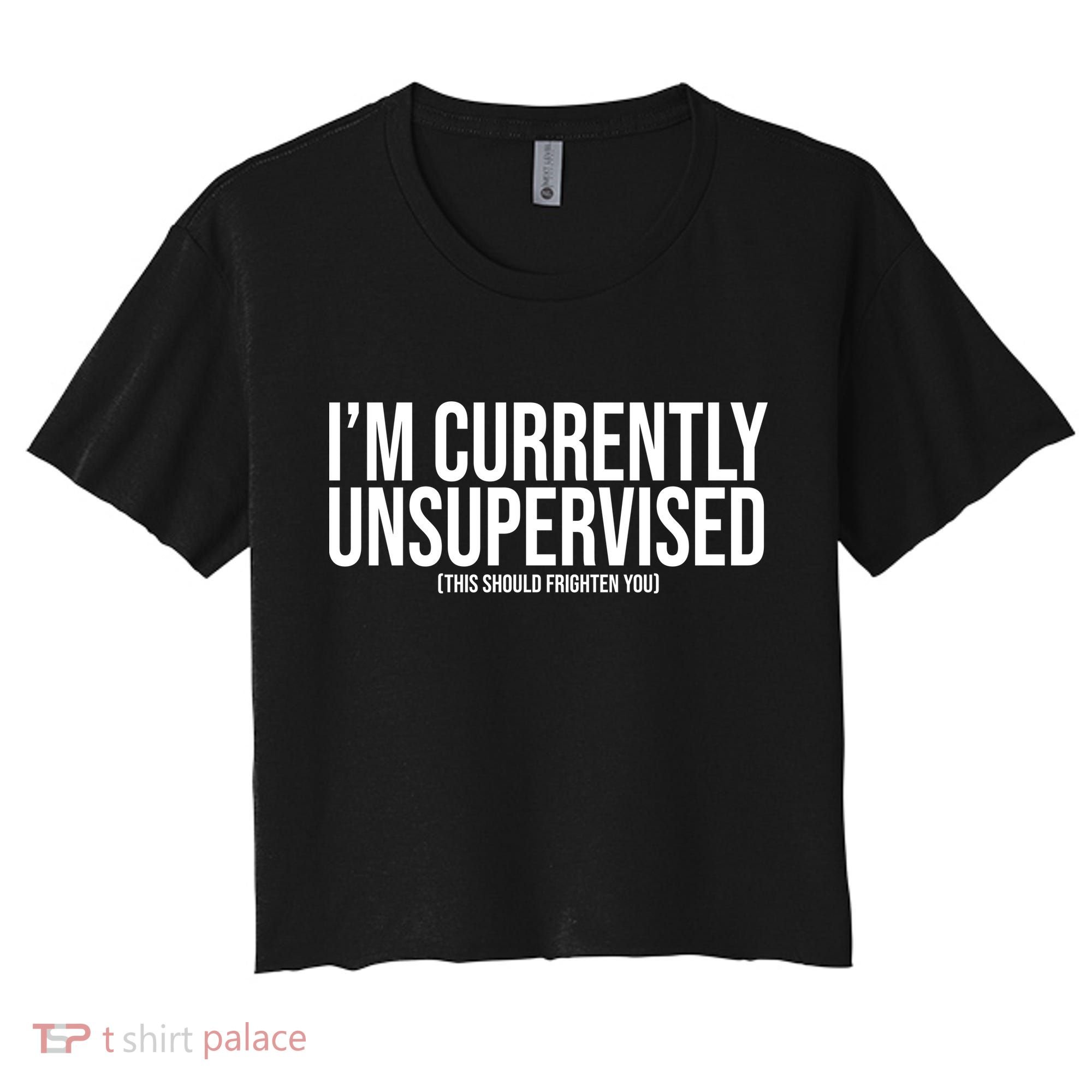 Im Currently Unsupervised This Should Frighten You Funny Women's Crop Top Tee