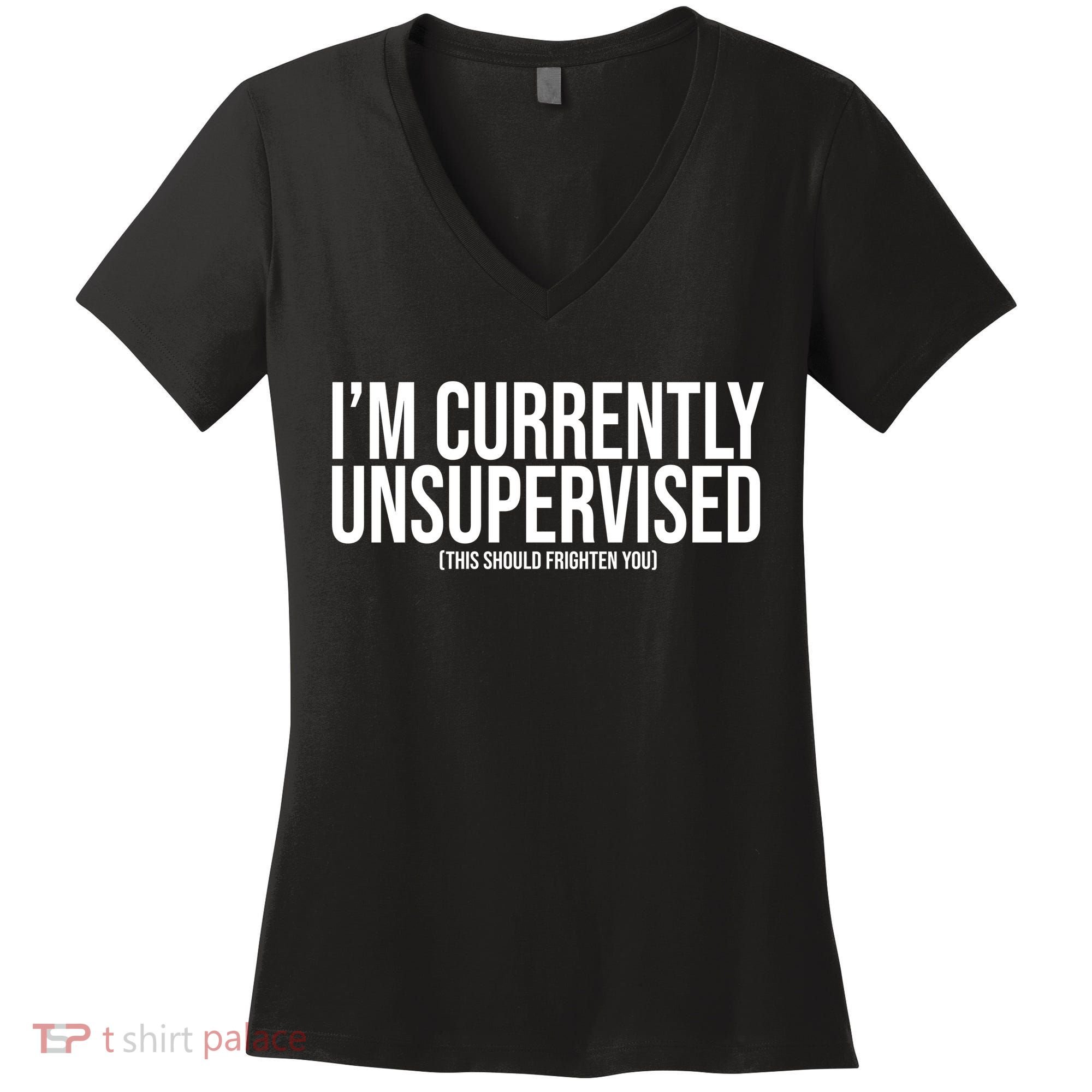 Im Currently Unsupervised This Should Frighten You Funny Women's V-Neck T-Shirt