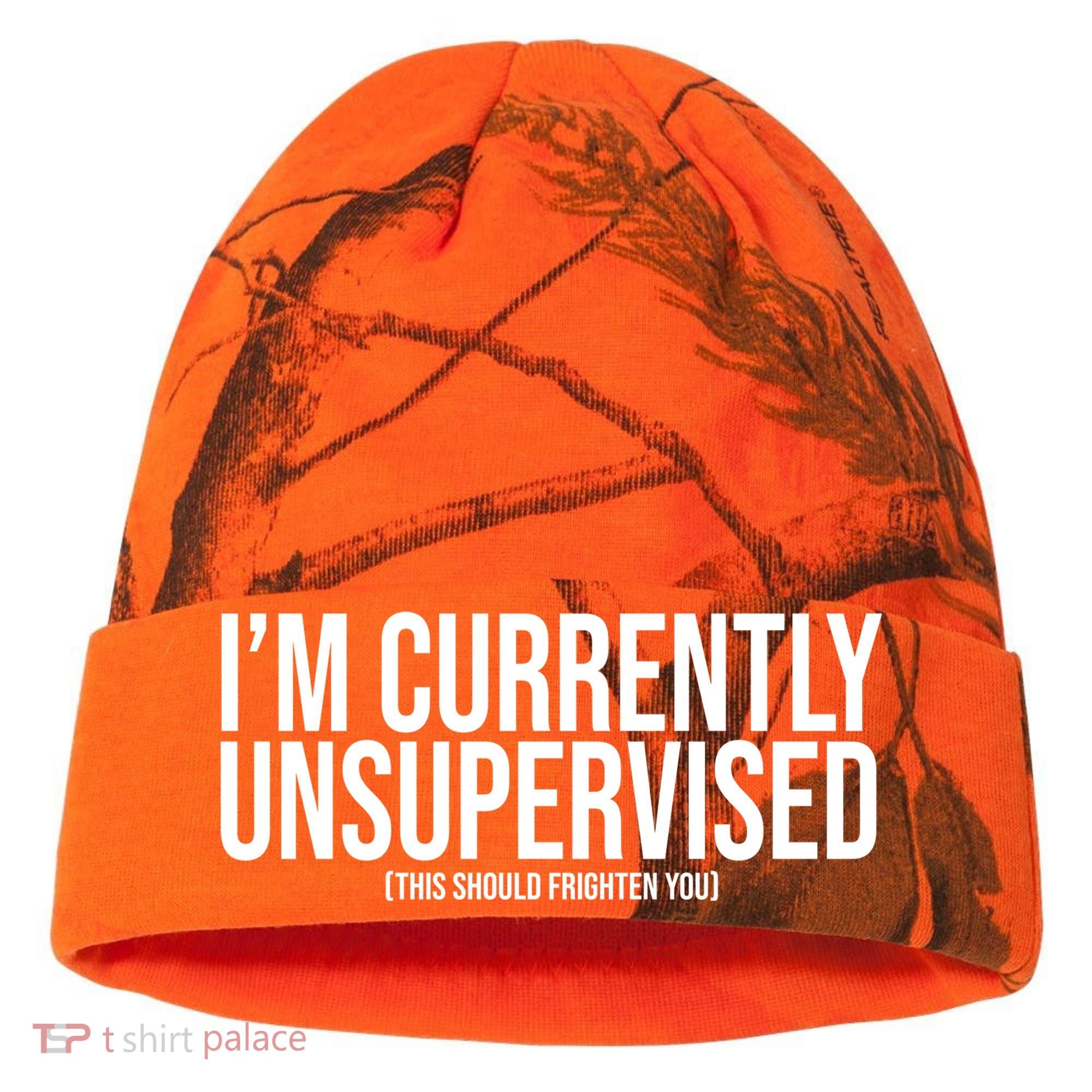 Im Currently Unsupervised This Should Frighten You Funny Kati Licensed 12" Camo Cuffed Beanie