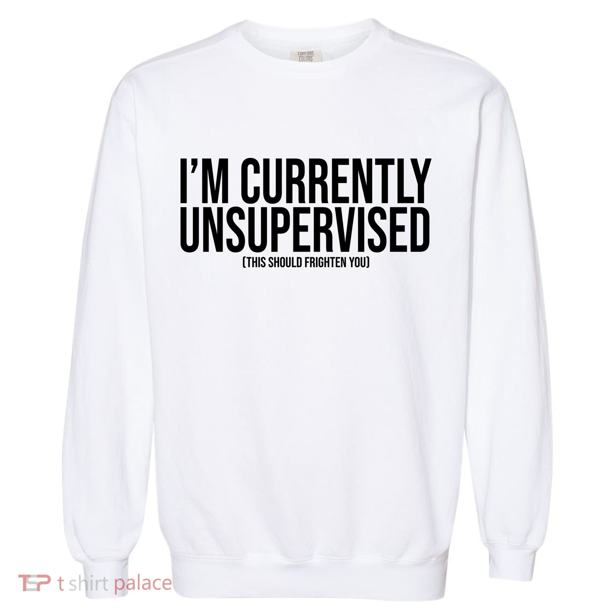 Im Currently Unsupervised This Should Frighten You Funny Garment-Dyed Sweatshirt
