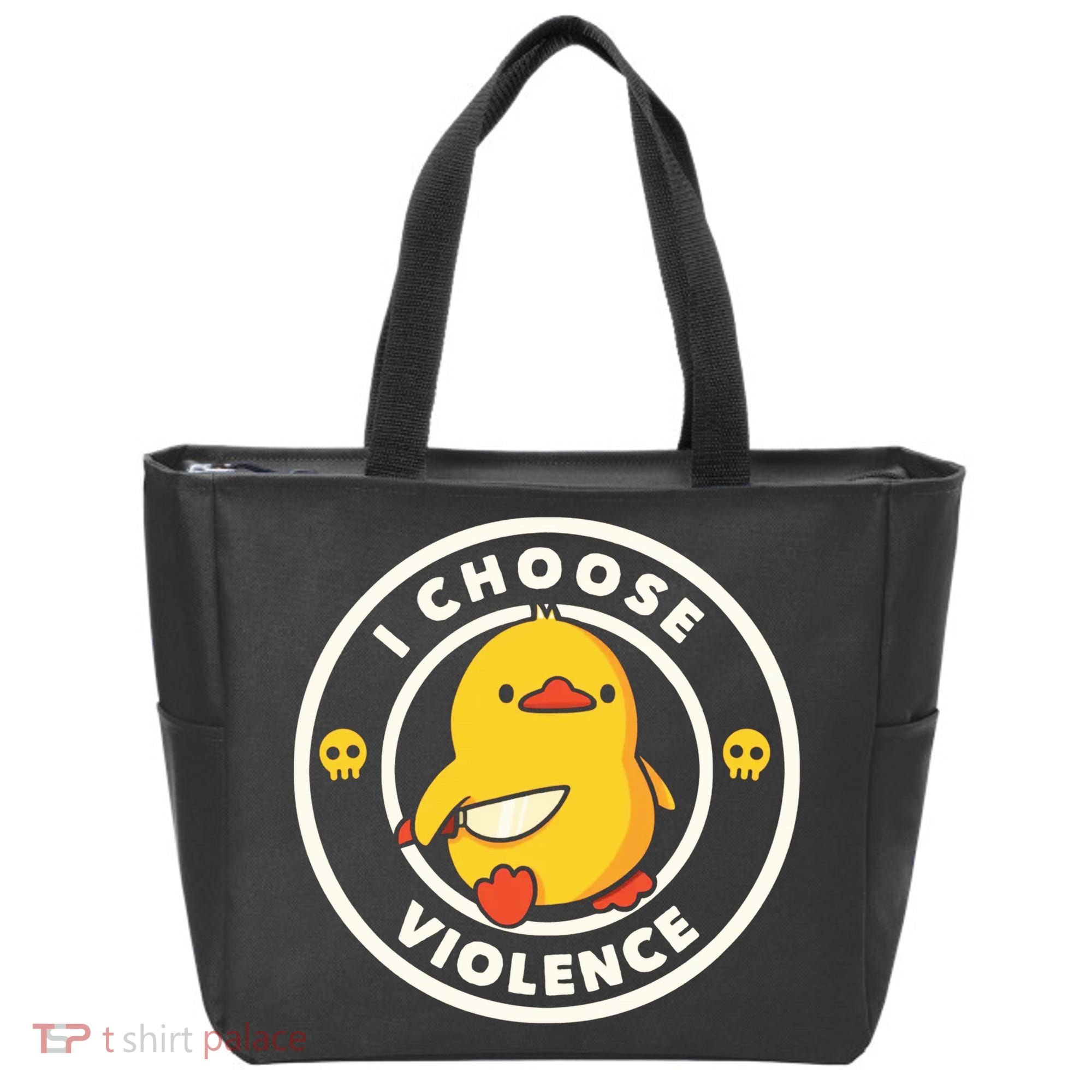 I Choose Violence Funny Duck Tote Bag