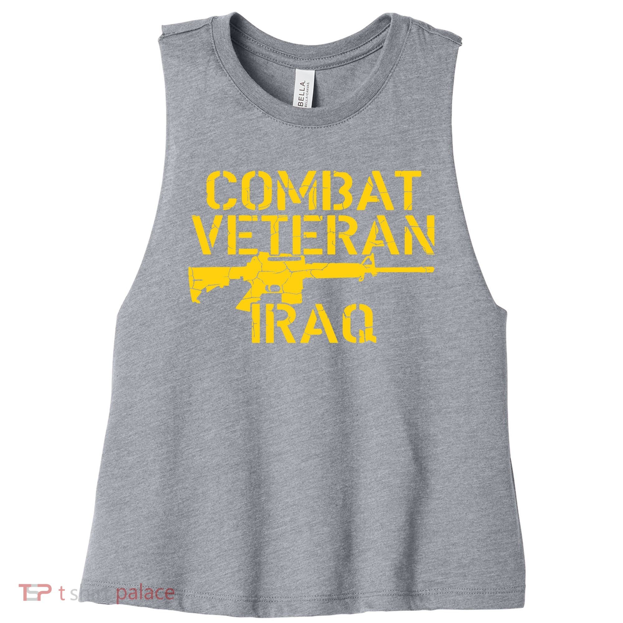 Iraq Combat Veteran Proud Women's Racerback Cropped Tank