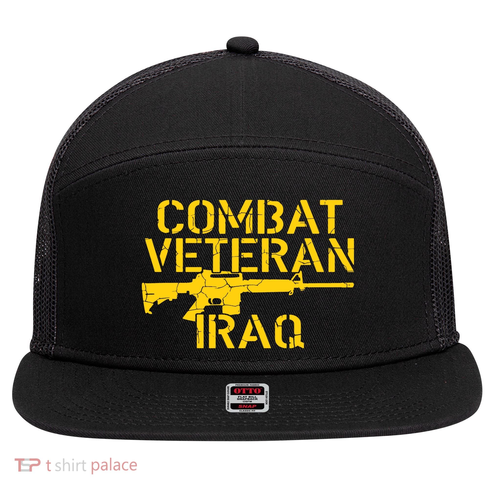 Iraq Combat Veteran Proud 7 Panel Mesh Trucker Snapback Hat