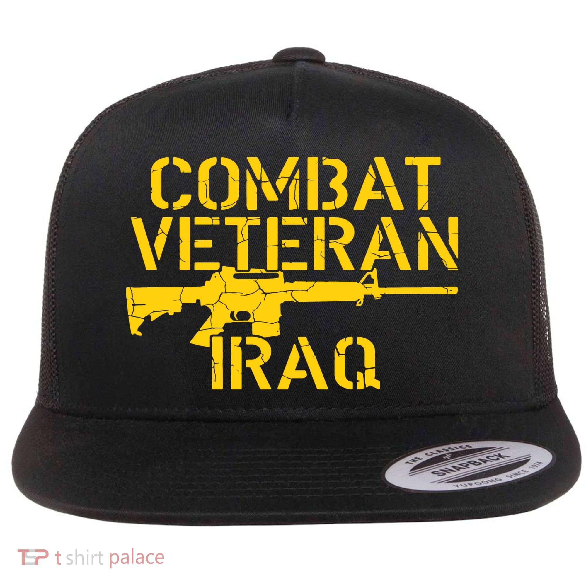 Iraq Combat Veteran Proud Flat Bill Trucker Hat