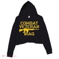 Iraq Combat Veteran Proud Crop Fleece Hoodie thumb 0