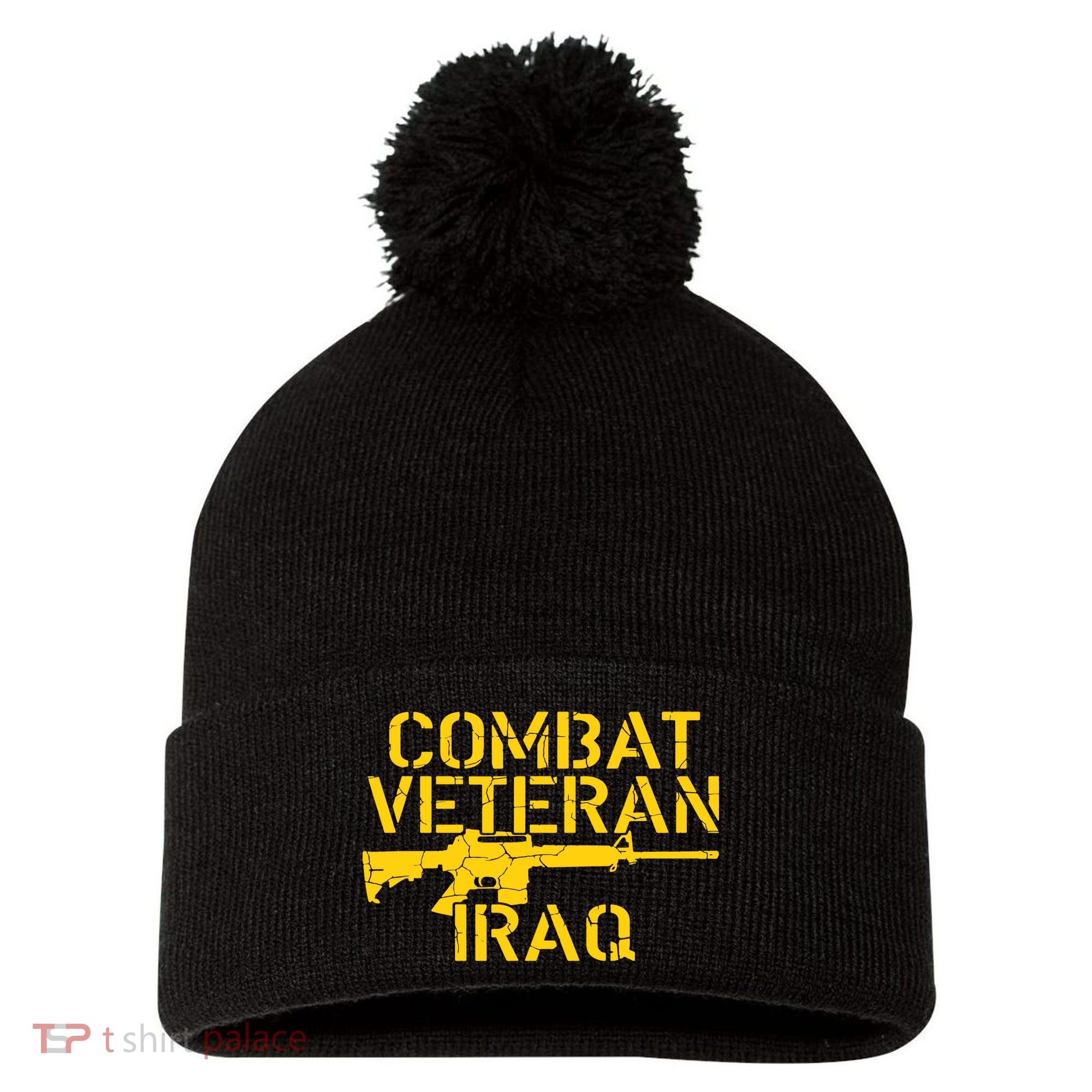 Iraq Combat Veteran Proud Pom Pom 12in Knit Beanie