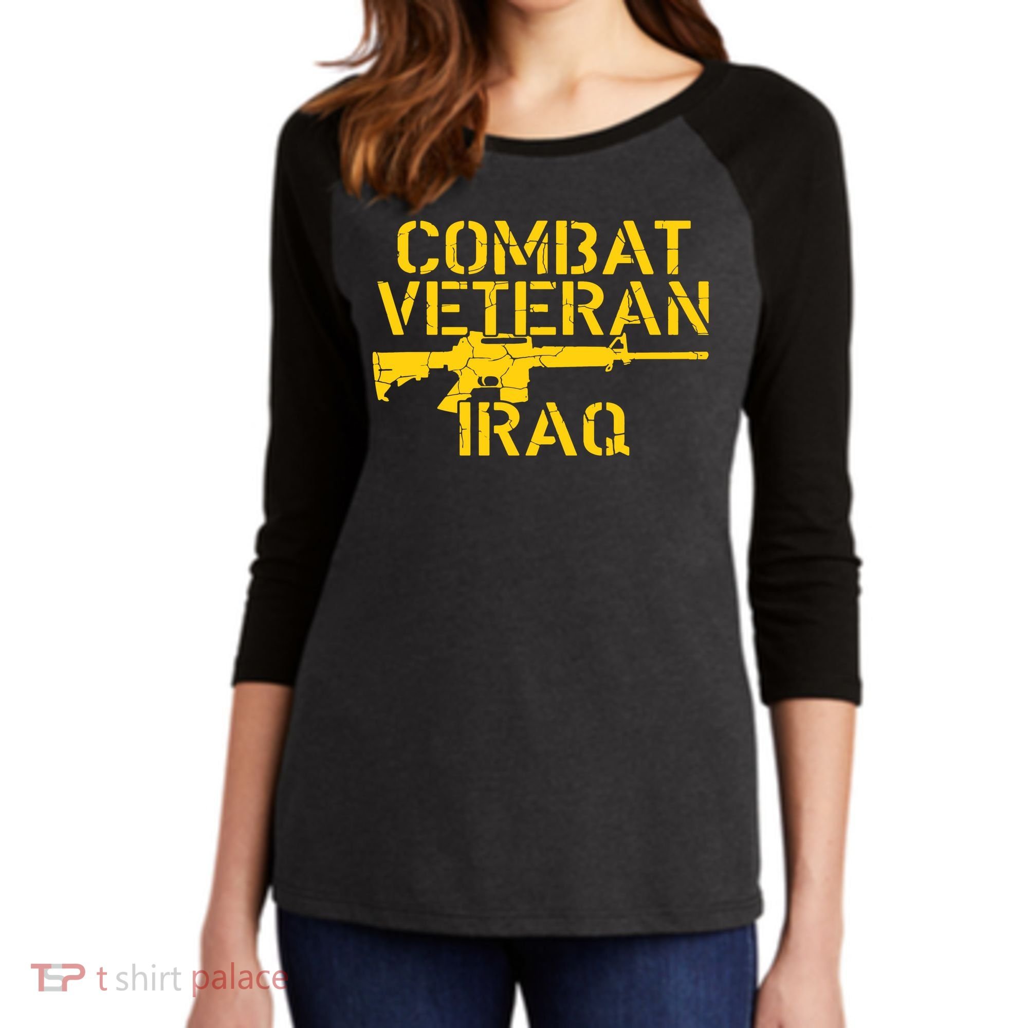 Iraq Combat Veteran Proud Women's Tri-Blend 3/4-Sleeve Raglan Shirt