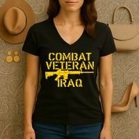 Iraq Combat Veteran Proud Women's V-Neck T-Shirt thumb 3