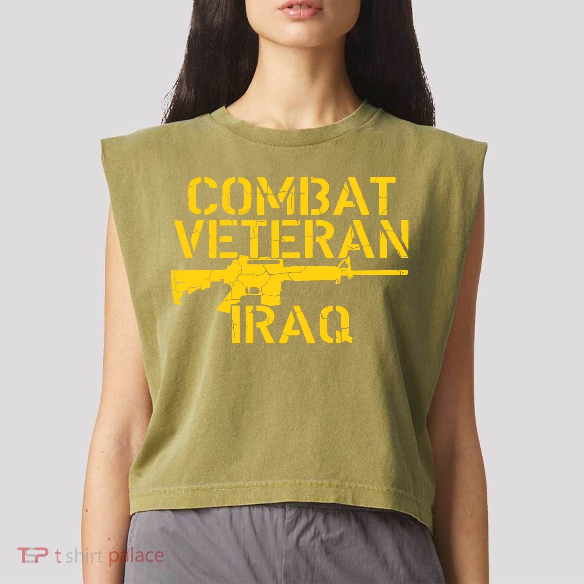 Iraq Combat Veteran Proud Garment-Dyed Women's Muscle Tee