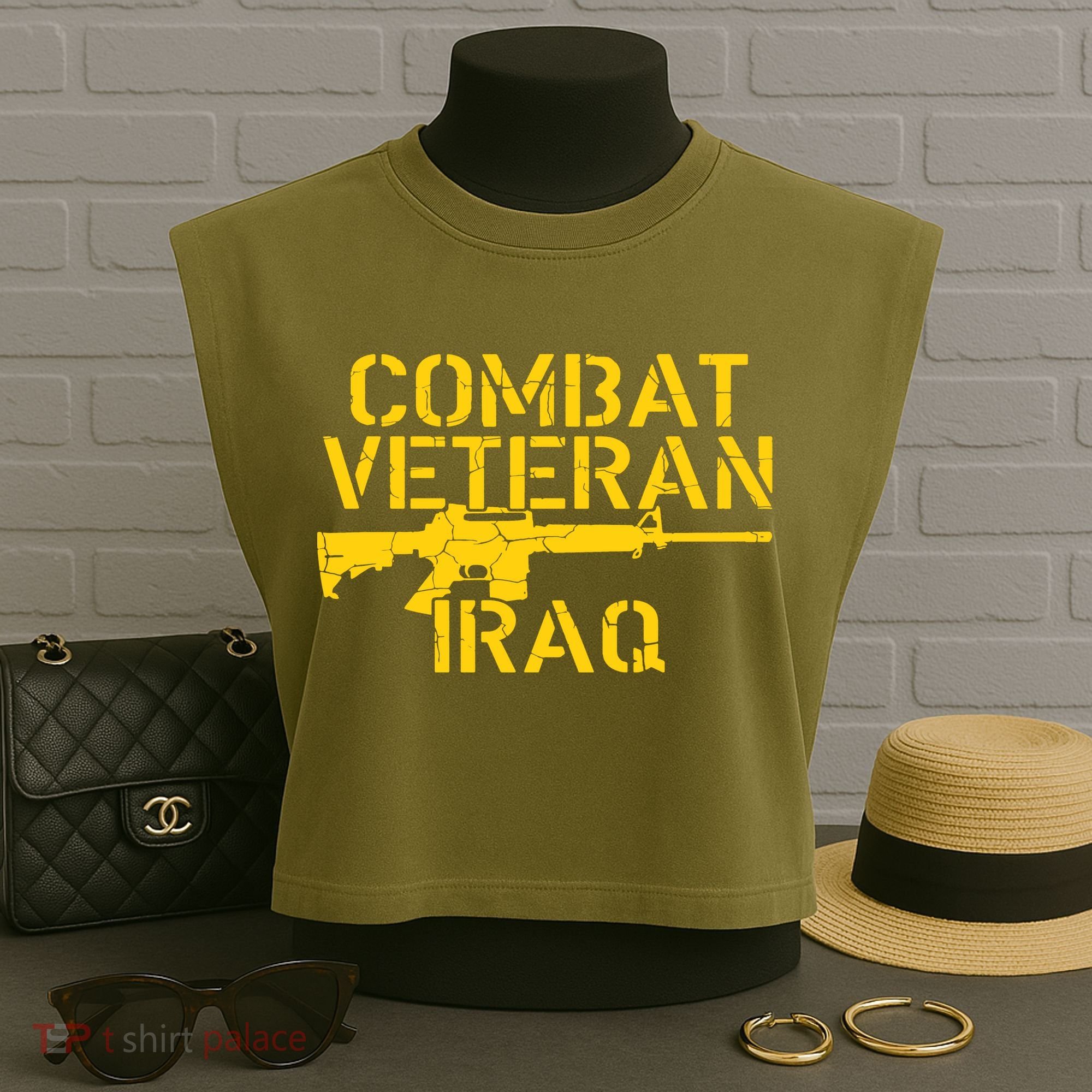 Iraq Combat Veteran Proud Garment-Dyed Women's Muscle Tee