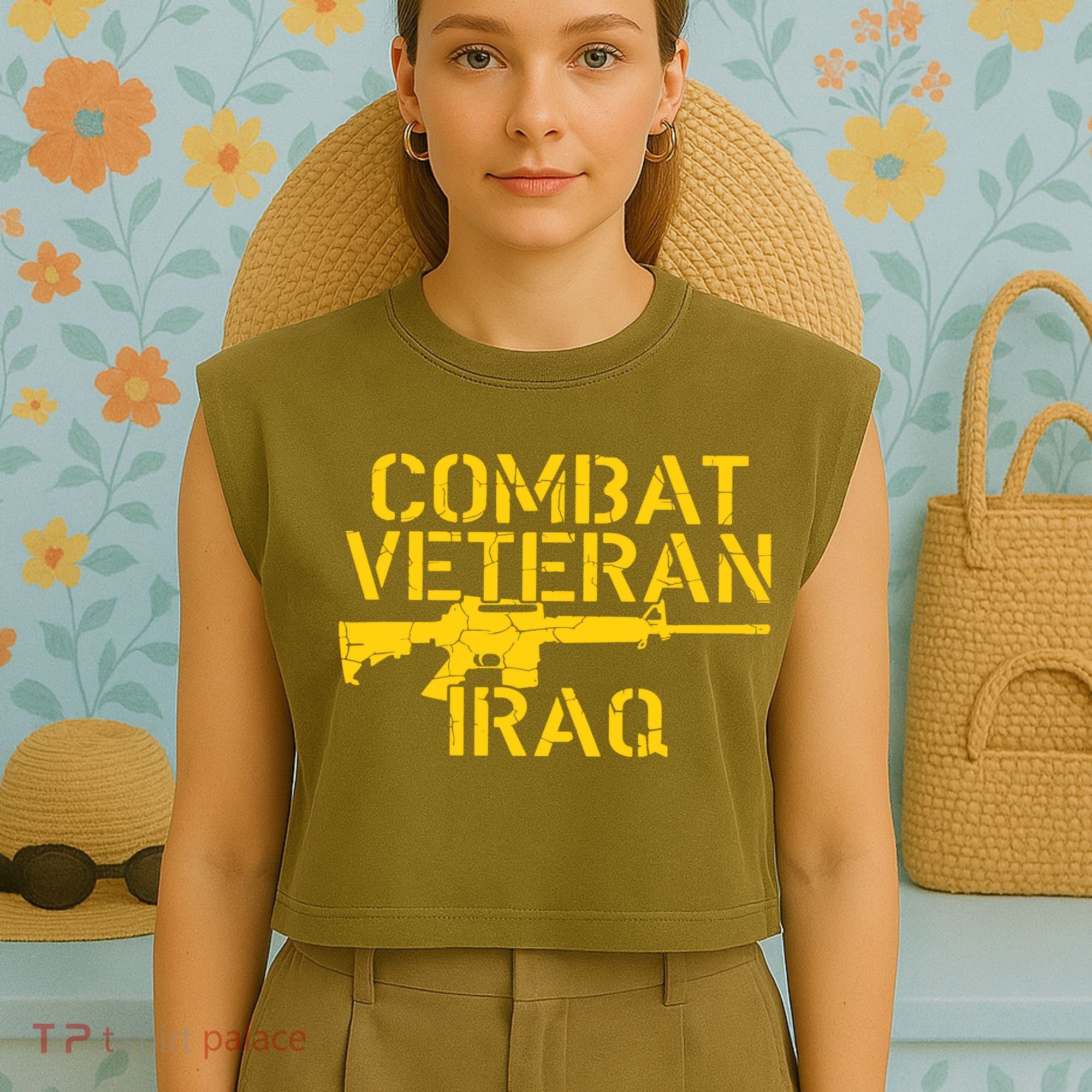 Iraq Combat Veteran Proud Garment-Dyed Women's Muscle Tee