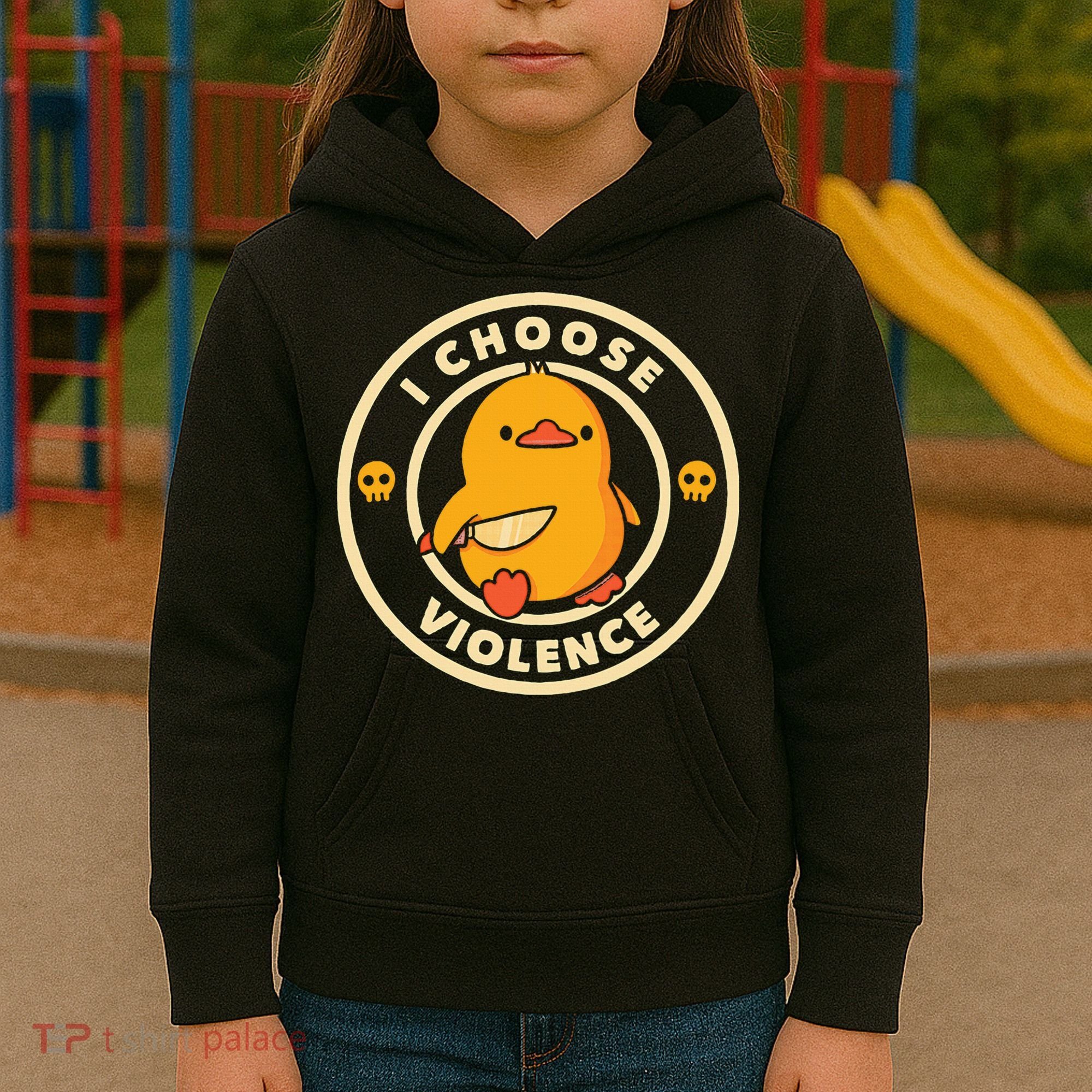 I Choose Violence Duck Kids Hoodie