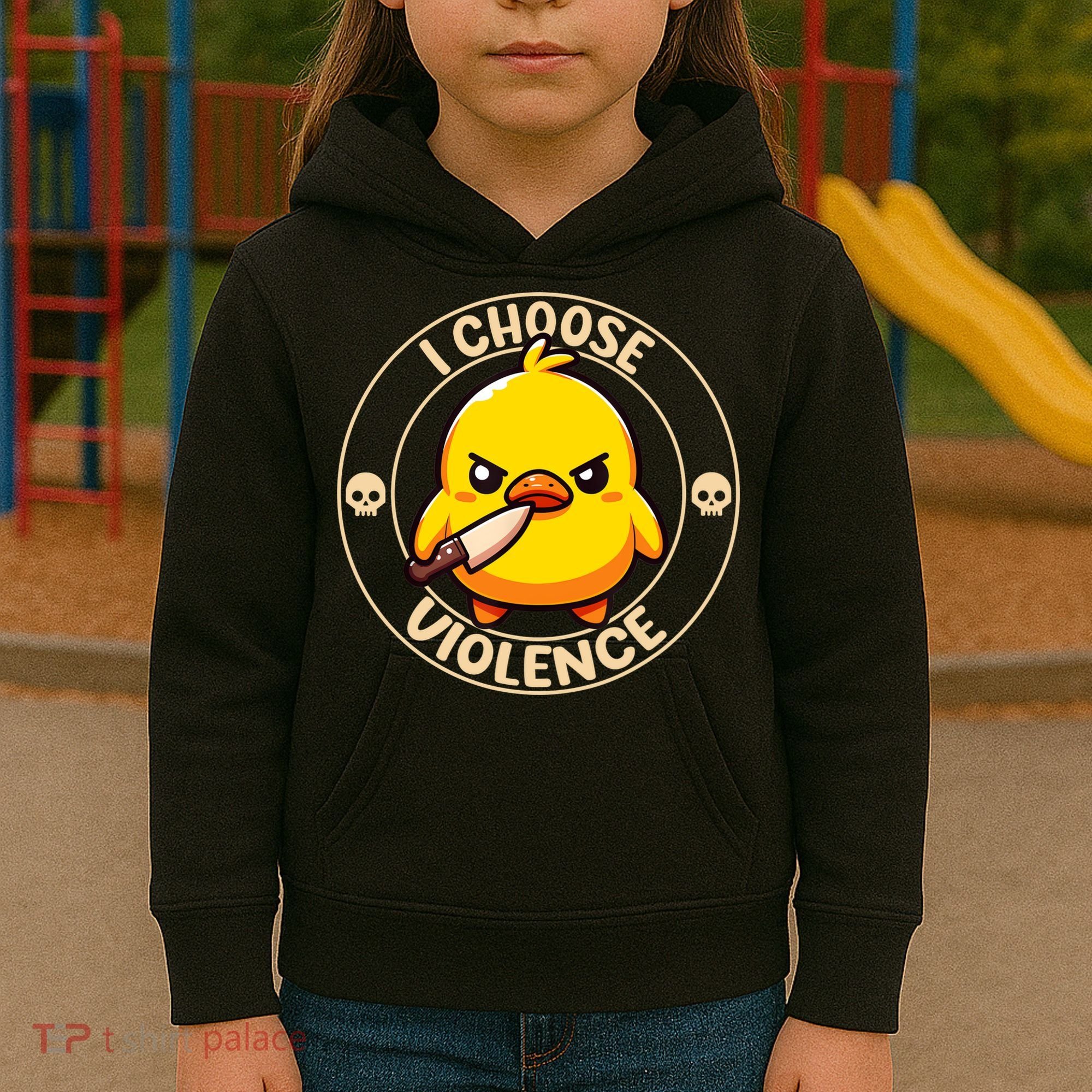 I Choose Violence Duck Kids Hoodie