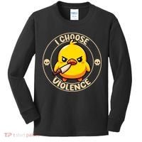 I Choose Violence Duck Kids Long Sleeve Shirt thumb 0