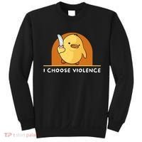 I Choose Violence Funny Duck With Knife Sweatshirt thumb 0