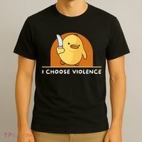 I Choose Violence Funny Duck With Knife T-Shirt thumb 3