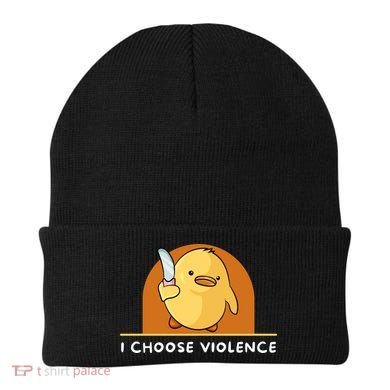 I Choose Violence Funny Duck With Knife Beanie