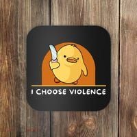 I Choose Violence Funny Duck With Knife Coaster thumb 0