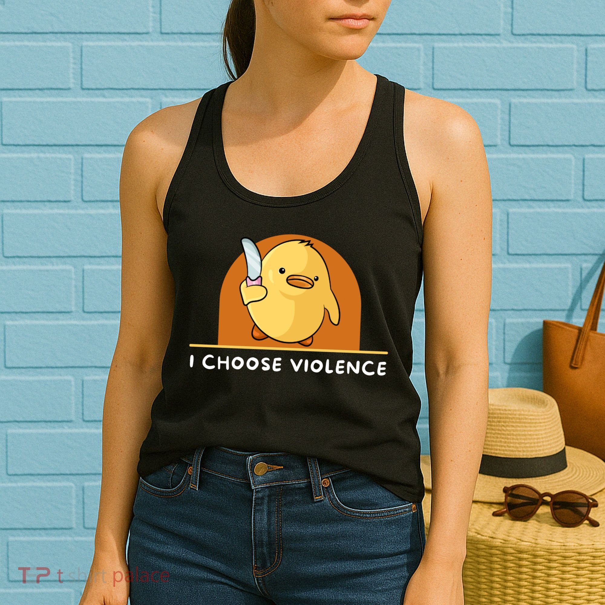 I Choose Violence Funny Duck With Knife Women's Tank Top