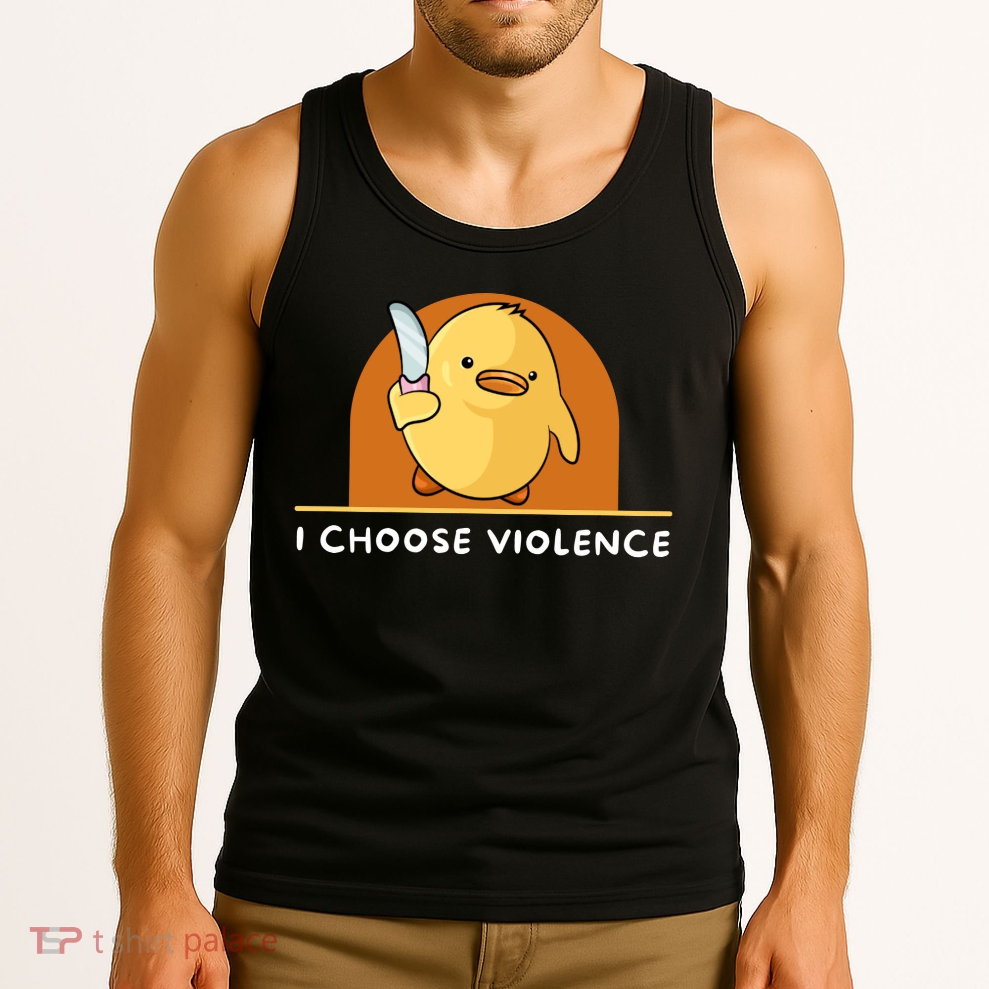 I Choose Violence Funny Duck With Knife Tank Top