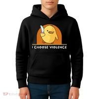 I Choose Violence Funny Duck With Knife Kids Hoodie thumb 4