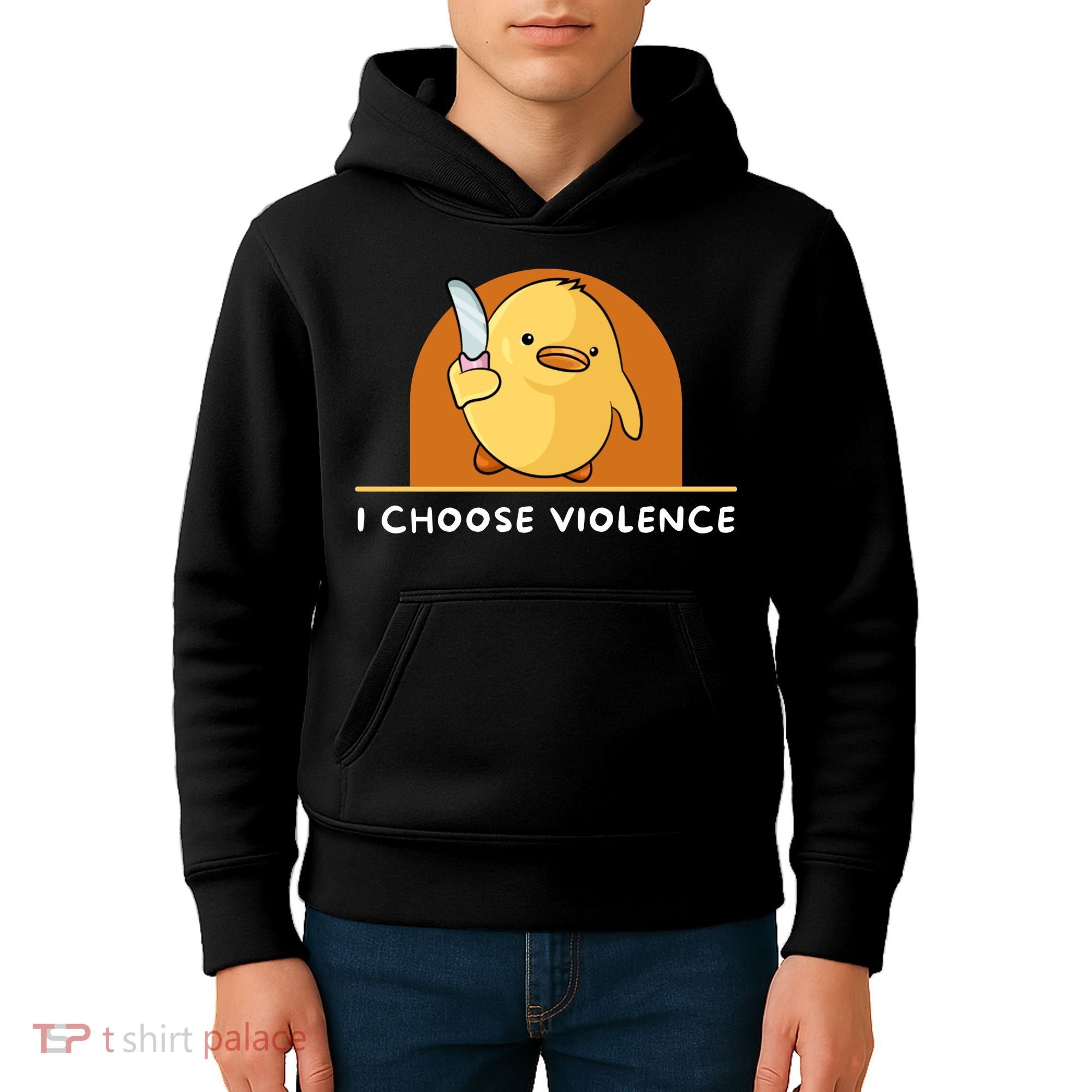 I Choose Violence Funny Duck With Knife Kids Hoodie