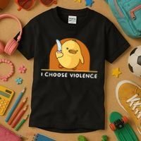 I Choose Violence Funny Duck With Knife Kids T-Shirt thumb 3
