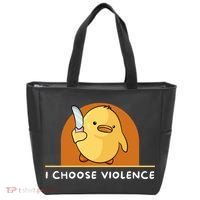 I Choose Violence Funny Duck With Knife Tote Bag thumb 0