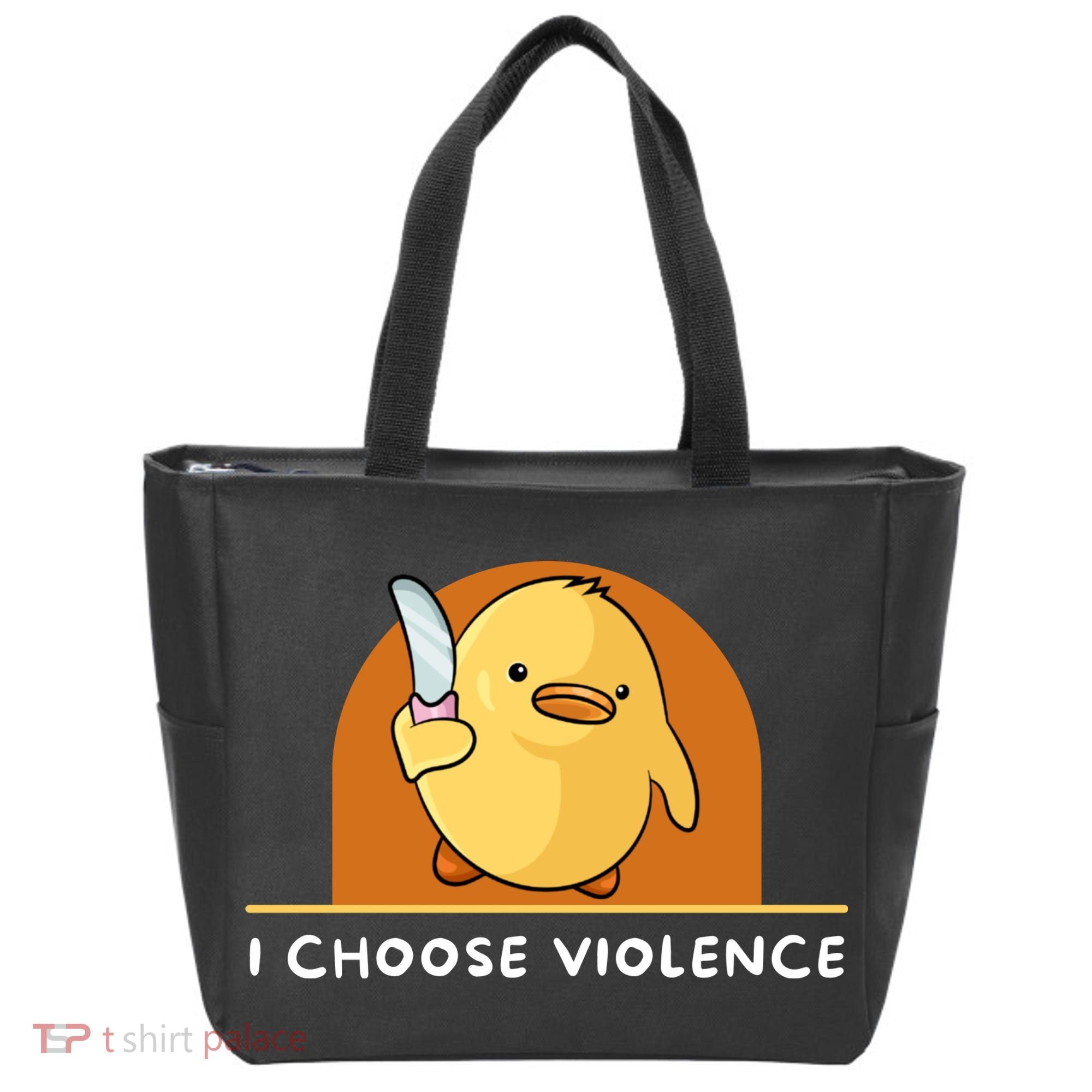 I Choose Violence Funny Duck With Knife Tote Bag