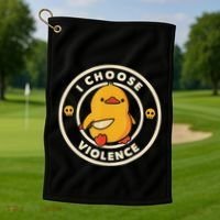 I Choose Violence Funny Duck Golf Towel thumb 1