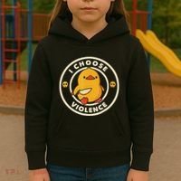 I Choose Violence Funny Duck Kids Hoodie thumb 3