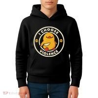 I Choose Violence Funny Duck Kids Hoodie thumb 4