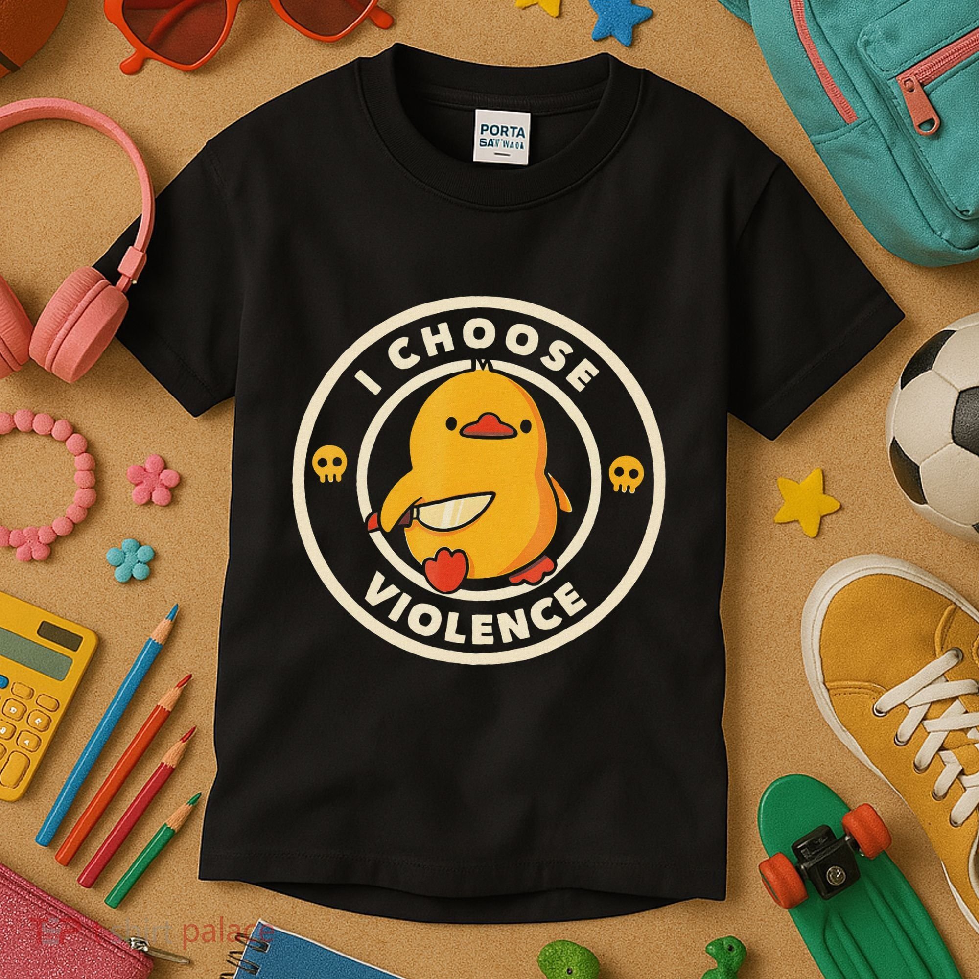 I Choose Violence Funny Duck Kids T-Shirt