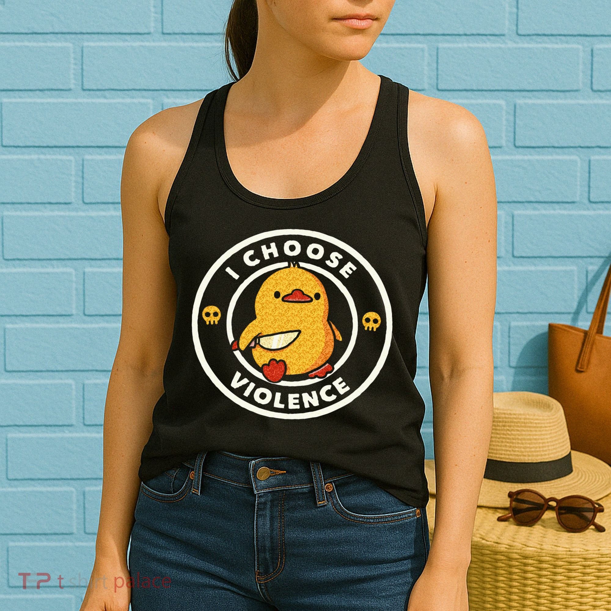 I Choose Violence Funny Duck Sayings Duck Animals Women's Tank Top